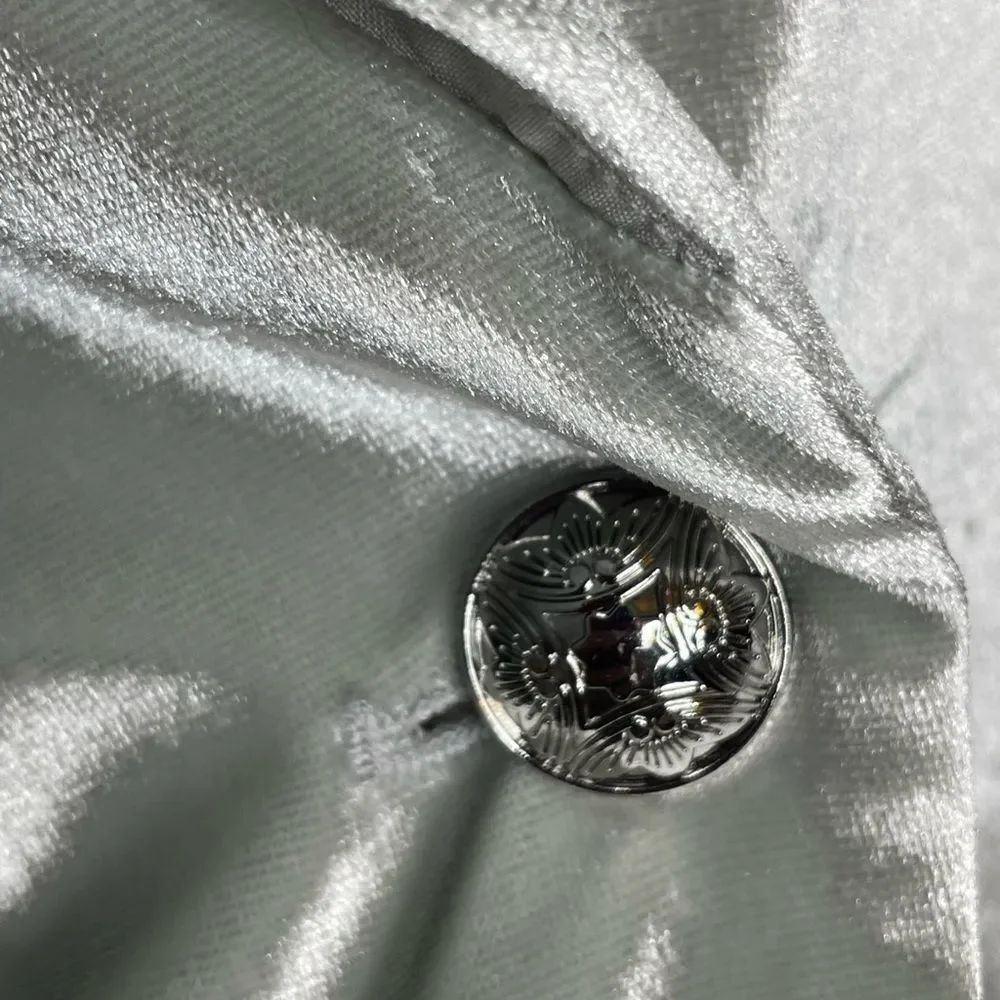 WHBM Velvet Blazer Shiny Silver Size M - Picture 5 of 7